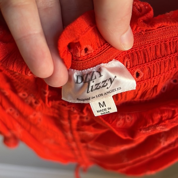 Red Flower Drawstring Crop Top - Picture 5 of 5